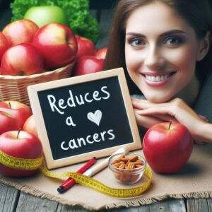 Reduces the risk of cancer by having apple